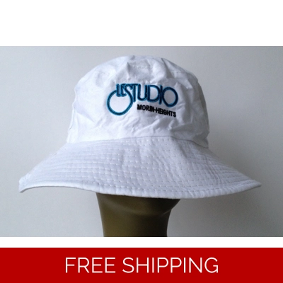 Beach Hat White Black & Blue Embroid Front Logo M/H